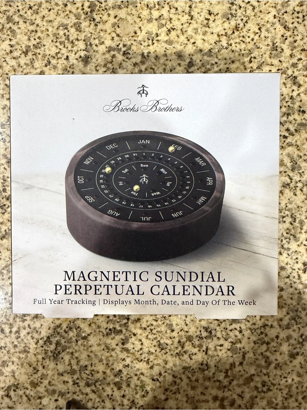 Brooks Brothers Magnetic Sundial Perpetual Calendar - Brown new with tag